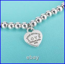 Return To Tiffany Heart Tag Bead Bracelet Enamel Charm Sterling Silver BS2931