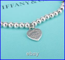 Return To Tiffany Heart Tag Bead Bracelet Enamel Charm Sterling Silver BS2931