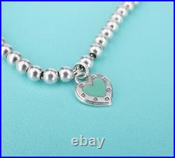 Return To Tiffany Heart Tag Bead Bracelet Enamel Charm Sterling Silver BS2931