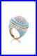 Round CZ & Blue Enamel Cocktail Ring 925 Sterling Silver Evening Party Jewelry