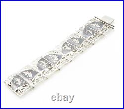 SIAM 925 Sterling Silver Vintage Enamel Dancer Panel Chain Bracelet BT6150
