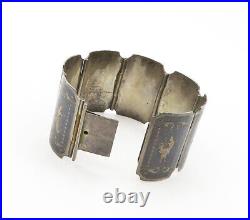 SIAM 925 Sterling Silver Vintage Enamel Dancer Panel Chain Bracelet BT6287