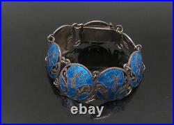 SIAM 925 Sterling Silver Vintage Enamel Dancer Round Chain Bracelet BT8997