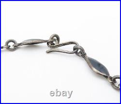 SIAM 925 Sterling Silver Vintage Enamel Niello Dancer Chain Necklace NE1379