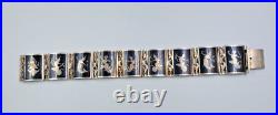 Siam 925 Silver Enamel Dancer Goddess Panel Link Bracelet/Earring set