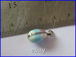 Small Antique Victorian Guilloche Enamel Sterling Silver Flower Easter Egg Charm