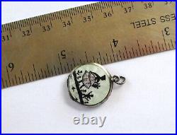 Small Vintage Sterling Silver Guilloche Enamel Silhouette Cupid Locket Pendant