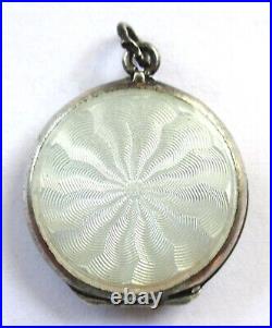 Small Vintage Sterling Silver Guilloche Enamel Silhouette Cupid Locket Pendant