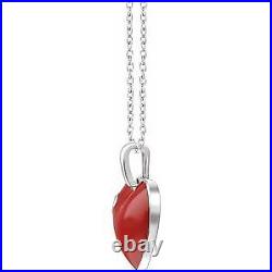 Sterling Silver. 02ct Natural Diamond Red Enamel Heart 16-18 Necklace for Women
