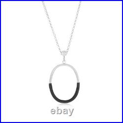 Sterling Silver, Black Enamel Oval Necklace