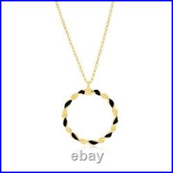 Sterling Silver, Black Enamel Twisted Necklace Gold Plated