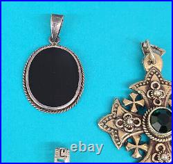 Sterling Silver Charms/Pendants with Stones Onyx / Various Stones & Designs