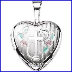 Sterling Silver Enamel Cross Heart Locket Gift for Women