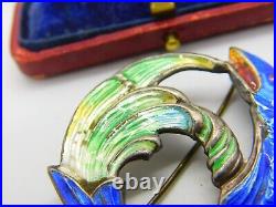 Sterling Silver & Enamel Leaping Salmon Brooch 1946 Birmingham AH Darby & Son