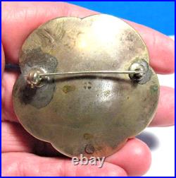 Sterling Silver Enamel Oriental Pin Heavy Emporer 27 Grams 2 Antique