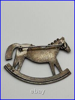 Sterling Silver Enamel Rocking Horse Brooch Warsaw Poland