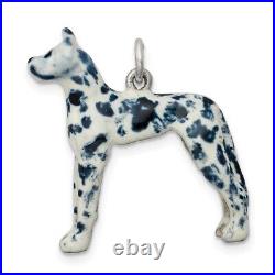 Sterling Silver Enameled Great Dane Charm Pendant For Women