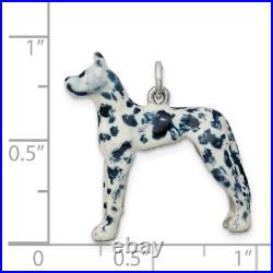 Sterling Silver Enameled Great Dane Charm Pendant For Women