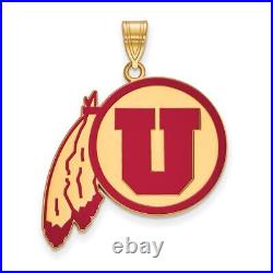 Sterling Silver Gold-plated LogoArt University of Utah Extra LG Enameled Pendant