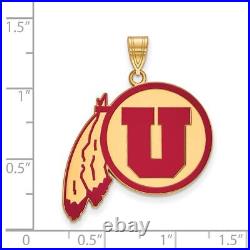 Sterling Silver Gold-plated LogoArt University of Utah Extra LG Enameled Pendant