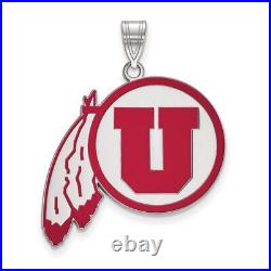 Sterling Silver LogoArt University of Utah Extra Large Enameled Pendant