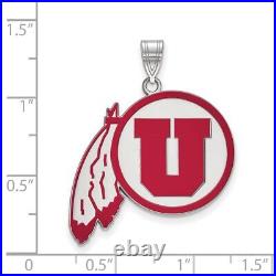 Sterling Silver LogoArt University of Utah Extra Large Enameled Pendant