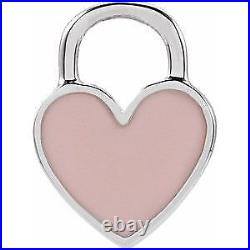 Sterling Silver Pink Enamel Heart Charm Pendant Gift for Women