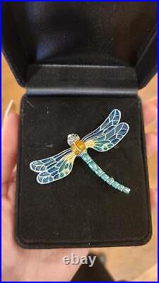 Sterling silver colorful enamel dragonfly brooch