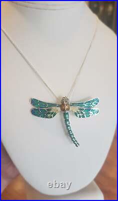 Sterling silver colorful enamel dragonfly brooch