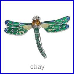 Sterling silver colorful enamel dragonfly brooch