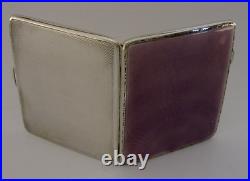 Stunning Sterling Silver Purple Enamel Cigarette Case 1932 Antique Art Deco