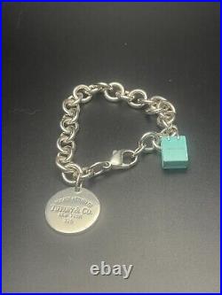 TIFFANY&CO. Sterling Silver 925 Enamel Shopping Bag Bracelet