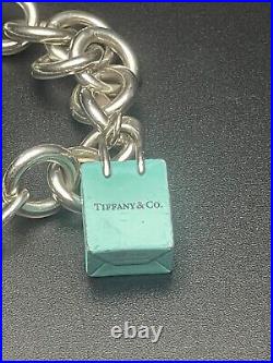 TIFFANY&CO. Sterling Silver 925 Enamel Shopping Bag Bracelet