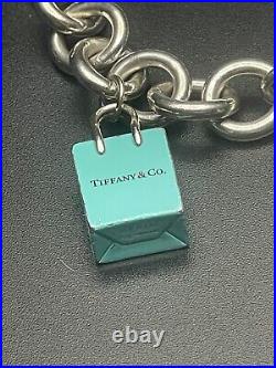 TIFFANY&CO. Sterling Silver 925 Enamel Shopping Bag Bracelet