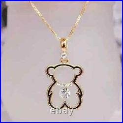 Teddy Pendant Enamel Outline 925 Sterling Silver 1.15Ct GRA Certified Moissanite