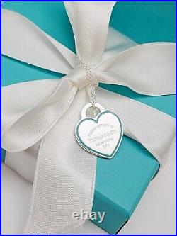 Tiffany & Co. Sterling Silver Blue Outline Pendant necklace with Heart Pendant