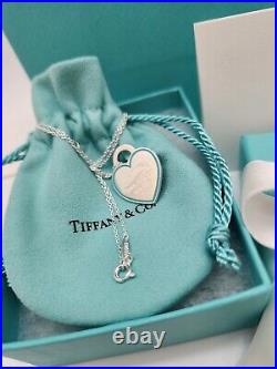 Tiffany & Co. Sterling Silver Blue Outline Pendant necklace with Heart Pendant