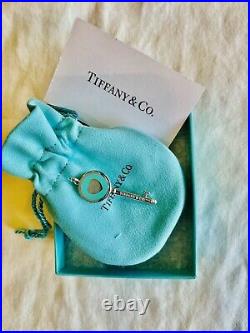 Tiffany & Co Sterling Silver Enamel Tiffany Blue Heart Key Pendant