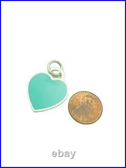 Tiffany & Co. Sterling Silver Large Blue Enamel Heart Pendant Or Charm Pouch