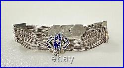 Turkish Sterling Silver 925 Anatoli Foxtail Chain Enamel Slide Bracelet