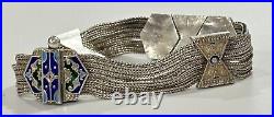 Turkish Sterling Silver 925 Anatoli Foxtail Chain Enamel Slide Bracelet