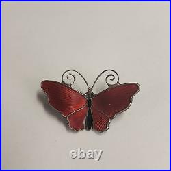 VINTAGE Sterling Silver 925 Enamel Butterfly Brooch David Anderson Mid Century