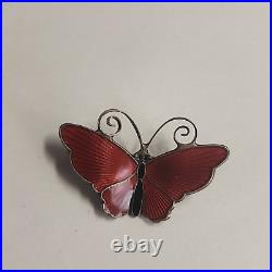 VINTAGE Sterling Silver 925 Enamel Butterfly Brooch David Anderson Mid Century