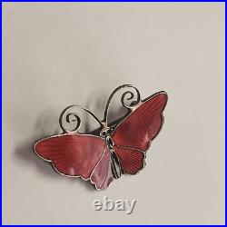 VINTAGE Sterling Silver 925 Enamel Butterfly Brooch David Anderson Mid Century