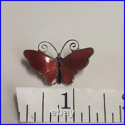 VINTAGE Sterling Silver 925 Enamel Butterfly Brooch David Anderson Mid Century