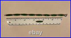 Vintage Aksel Holmsen Gilded Sterling Silver 925 Green Enamel Bracelet 7 Long