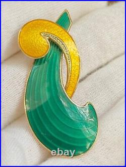 Vintage Albert Scharning Norway Sterling Silver Enamel Modernist Brooch