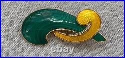 Vintage Albert Scharning Norway Sterling Silver Enamel Modernist Brooch