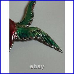 Vintage Bernard Instone Arts & Crafts Sterling Silver Enamel Seagull Bird Brooch