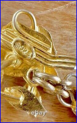 Vintage Chinese Sterling Silver Gold Vermeil Enamel Dangle Stud Pea Pod Earrings